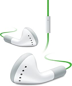 iHip IP-IV-NGR Fiber Cord Headphone with In-Line Microphone for All iPhone, iPad and iPod touch, Green