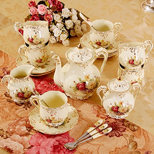 Dinner Sets HAIZHEN Coffee Set With 15 Pieces European Tea Sets Ceramic