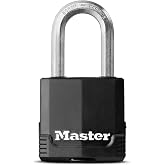 Master Lock Magnum Outdoor Padlock, Heavy Duty Keyed Lock M115XDLF, Black | Weather Resistant, Laminated Steel Body, Boron-Carbide Shackle, 4-pin Cylinder, Fits Gates, Sheds, Lockers, Storage Units