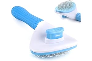 PUPTILY Cat Brush Self Cleaning Slicker with Release Button, Dog Shedding Brush for Grooming, Cat Comb Pet Massage Tool Suitable for Long or Short Pet Hair Cleaner, Removes Tangles & Loose Fur