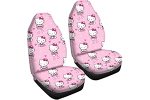 BKDRL Kitty Cat Seat Covers for Car, 2PCS Car Cute Pink Accessories Kawaii Car Front Seat Protectors Car Interior Seat Accessories Universal Fit Most Truck Sedan Vehicle (Pink) (KTYT)