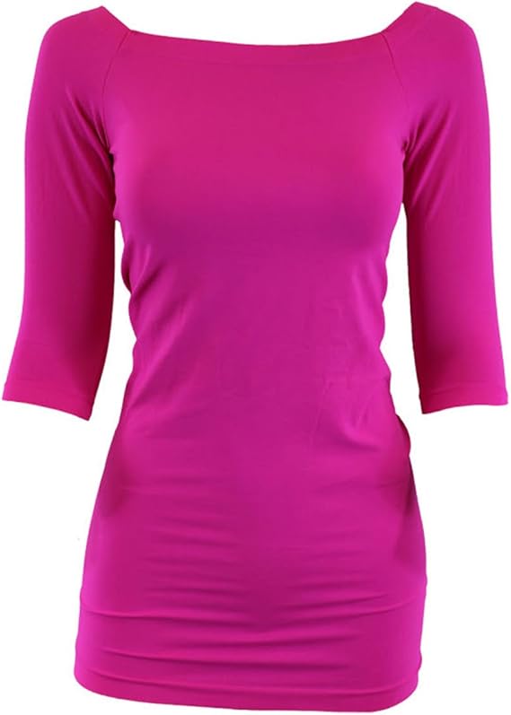 Amazon Greeniceレディースシームレスなボートネック3 4スリーブロング重ね着bottomingシャツshape Wear カラー パープル Tシャツ カットソー 通販