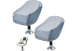 ANGSYLTH 2 Pack Boat Seat Covers - Waterproof 600D Heavy Duty Boat Folding Chair Cover - 18W x 20D x 14H inch, Grey.