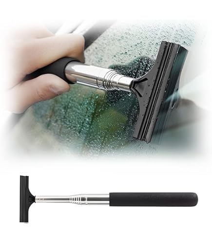 Car Rearview Mirror Wiper & Cleaner - Telescopic Long Rod With Rubber Squeegee For Rain & Fog, Portable For All Vehicles (Blue)