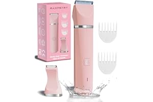 RAXMETRY Bikini Trimmer for Women - Electric Shaver for Women Pubic Hair Private Area Legs Arms Removal Personal Elecrtric Razor Rechargeable with Snap-in Ceramic Blades, Wet and Dry Use,Pink