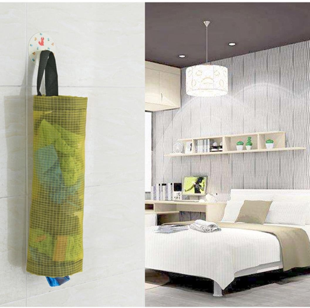 Kingko® Wall Mount Plastic Bag Holder Home Grocery Dispenser Kitchen Organizer Storage (Yellow)