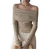 RoseSeek Women's Off The Shoulder Sweaters Slim Fit Jumpers Elegant Pullover Sweaters