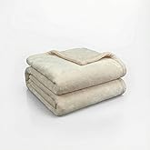 BAHALDEN Fleece Blanket Twin - 60x80 Inch Lightweight & Buttery-Soft Throw for Bed, Sofa, Camping | 300GSM Cloud-Touch Microfiber | Cozy Essentials for Travel & Movie Nights, (Cream)