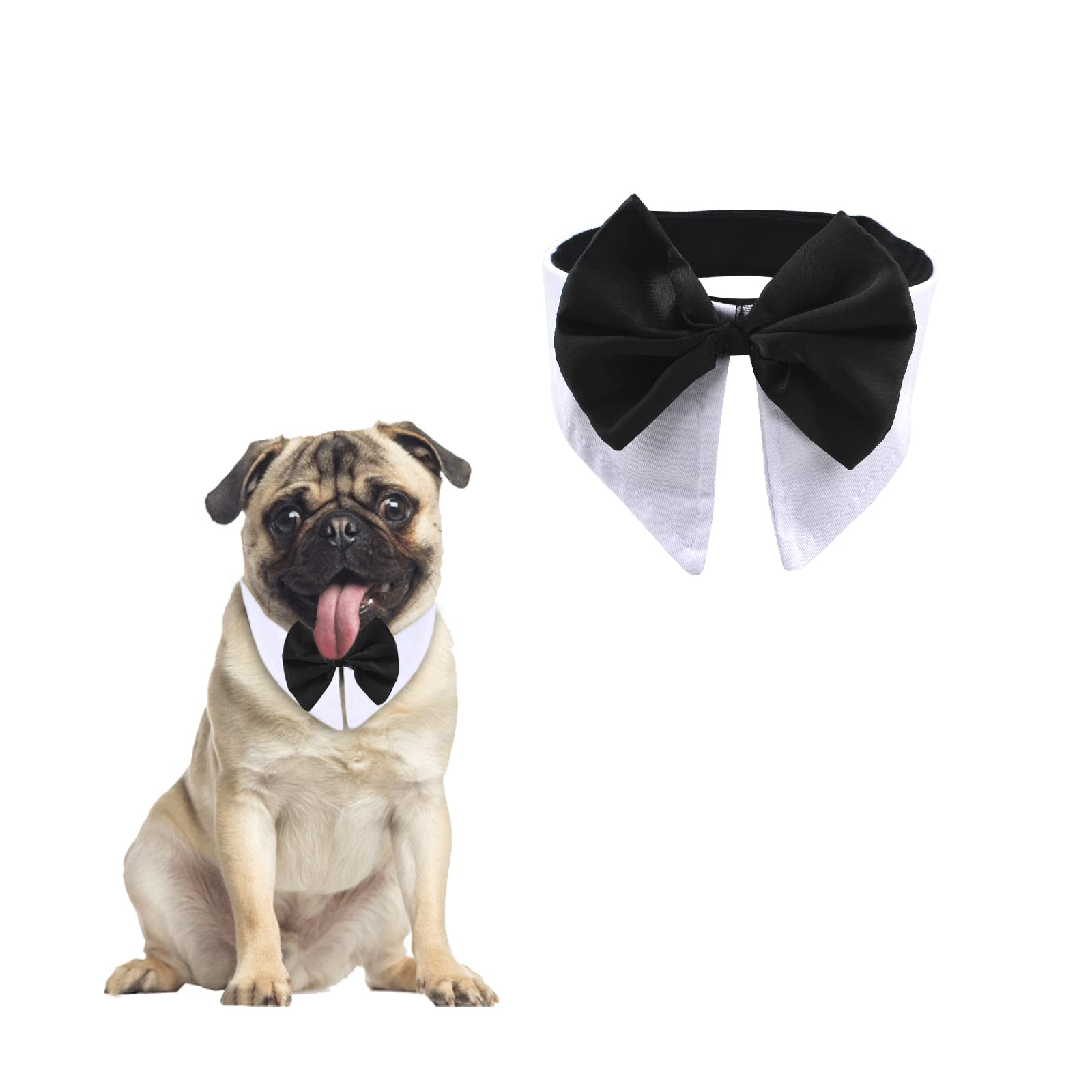 HACRAHO Dog Tuxedo Bowtie, 1 Pack Formal Pet Bowtie Collar Adjustable Dog Tuxedo Wedding Costume Collar with Bowtie for Dogs Cats, Neck Girth 16-17.99"