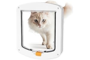 Laifug Large Cat Door (Outer Size 11.2" x 9.2"), 4 Way Locking Cat Flap Door for Interior Exterior Doors, Weatherproof Pet Door for Circumference < 23"
