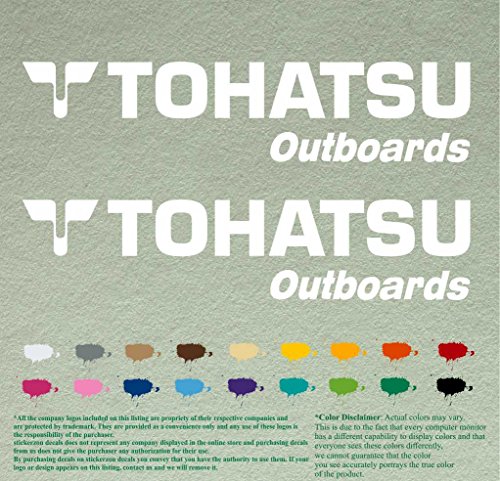 Pair of Tohatsu Boats Compatible Replacement Decals Vinyl Stickers Boat Outboard Motor Set of 2 (12", White 010)
