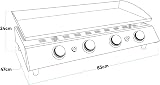 Dellonda 4 Burner Portable Gas Plancha 10kW BBQ Griddle DG23 Stainless view 6