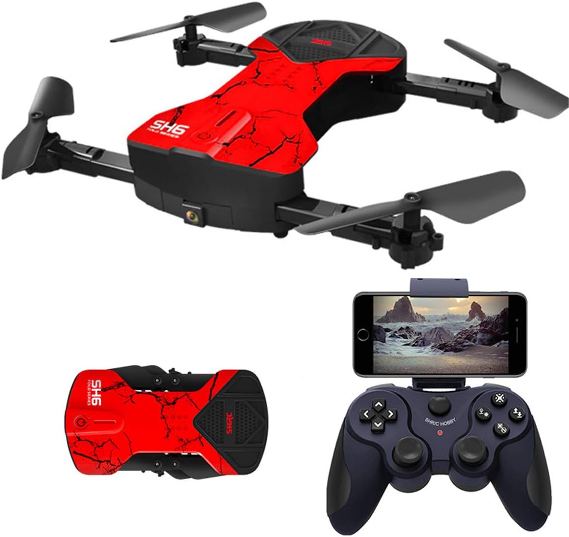 Skye Drone, Foldable Drone with Camera, 200W HD Wifi FPV Live Broadcast, App-Control, One Key Start/Landing, Headless Mode, Gesture Control