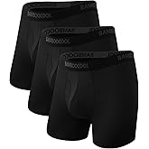 BAMBOO COOL Men's Underwear Breathable Boxer Briefs with Fly Moisture-Wicking Lightweight Underwear 7-Pack