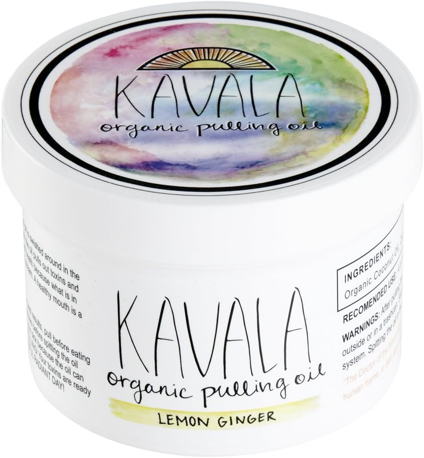 Kavala Flavored Lemon Ginger Organic Coconut Pulling Oil Detox Refreshing Ayurvedic Blend - 8 oz