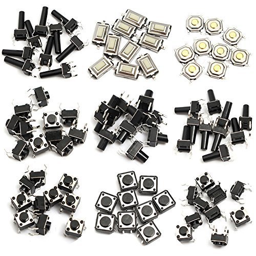 WINGONEER 140pcs 14 Types Momentary Tactile Push Button Switch Micro SMD SMT Tact Switches