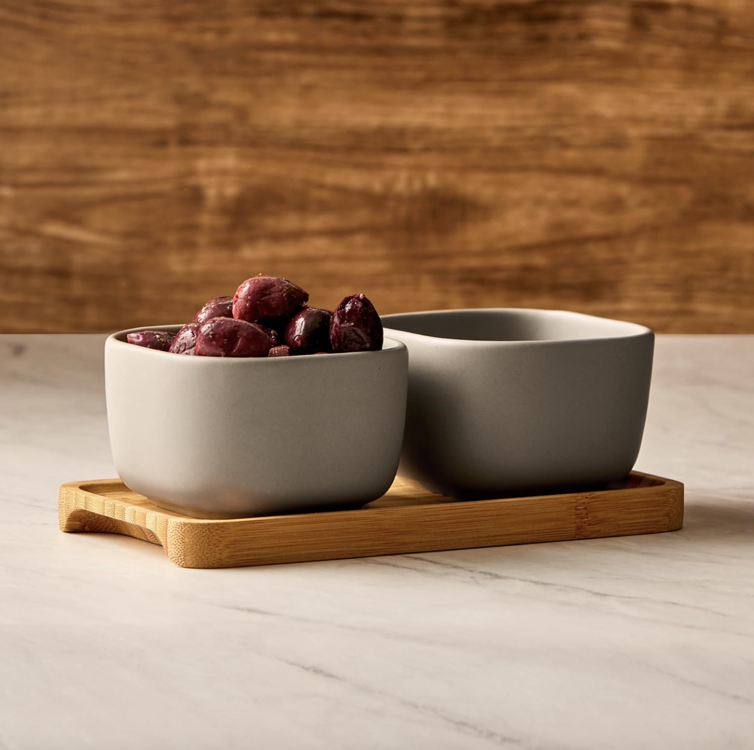 BIA International -Set of 2 Share Square Bowls Grey - Modern Grey Bowls