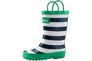 OAKI Kids and Toddlers Rubber Rain Boots with Easy-On Handles