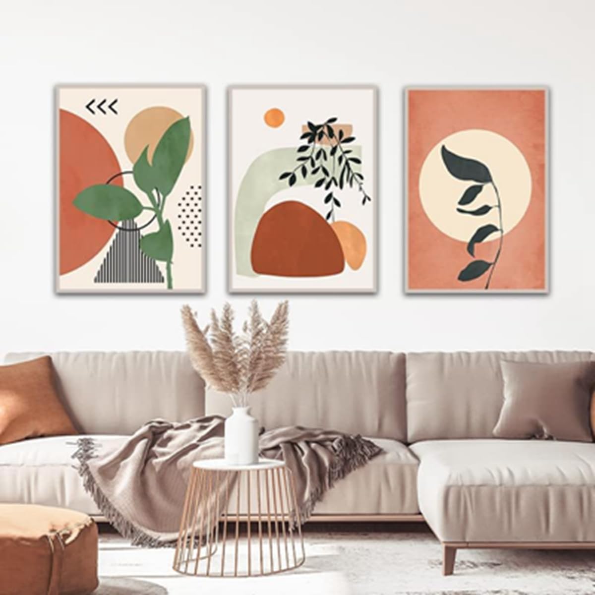 ZFTCN Set of 3 Boho Posters - Abstract Line Drawing Woman & Botanical Leaf Prints, Without Frame (30 x 40 cm, 3 Pieces) — image 1