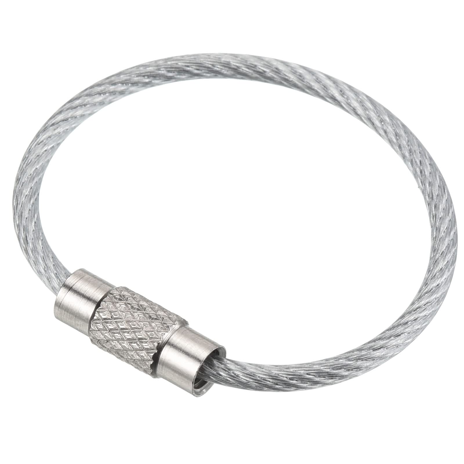 PATIKIL 3.5 Inch Length Wire Keychain Cable, 15 Pack Stainless Steel Key Ring Loop, Silver