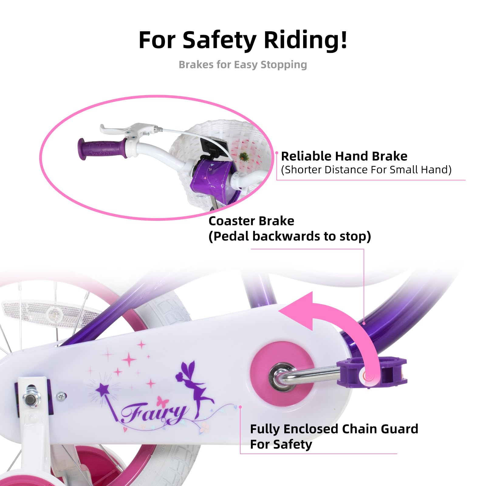 JOYSTAR Fairy Girls Bike for Toddlers and Kids Ages 2-8 Years Old, 12 14 16 18 Inch Kids Bike with Training Wheels, Handbrake and Basket, Toddler Girl Bike, Children Bicycle