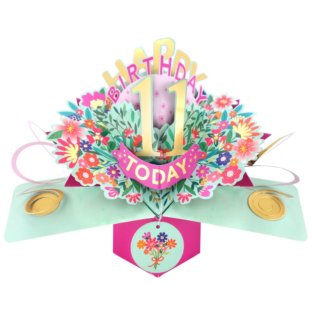 Happy 11th Birthday 11 Today Pop-Up Greeting Card Love Kate's Pop Up Cards Her POP215MC11