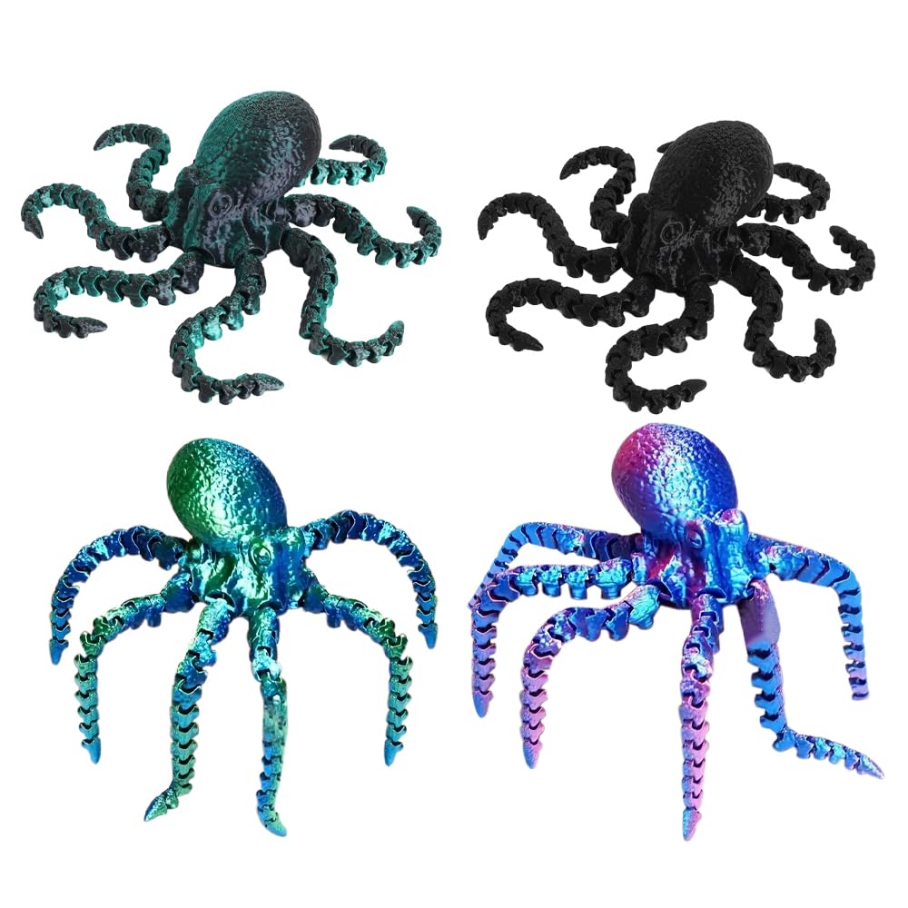 Photo 1 of 3D Printed Animal Toys Octopus Figures, Flexible Articulated Fidget Toys for Boys and Girls, Creative and Fun Gifts for Stress Relief & Play Class Reward Animal Figurines