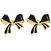 Black Bow Stud Earrings for Women Cute Dainty Small Bow Earrings Trendy Hypoallergenic Jewelry