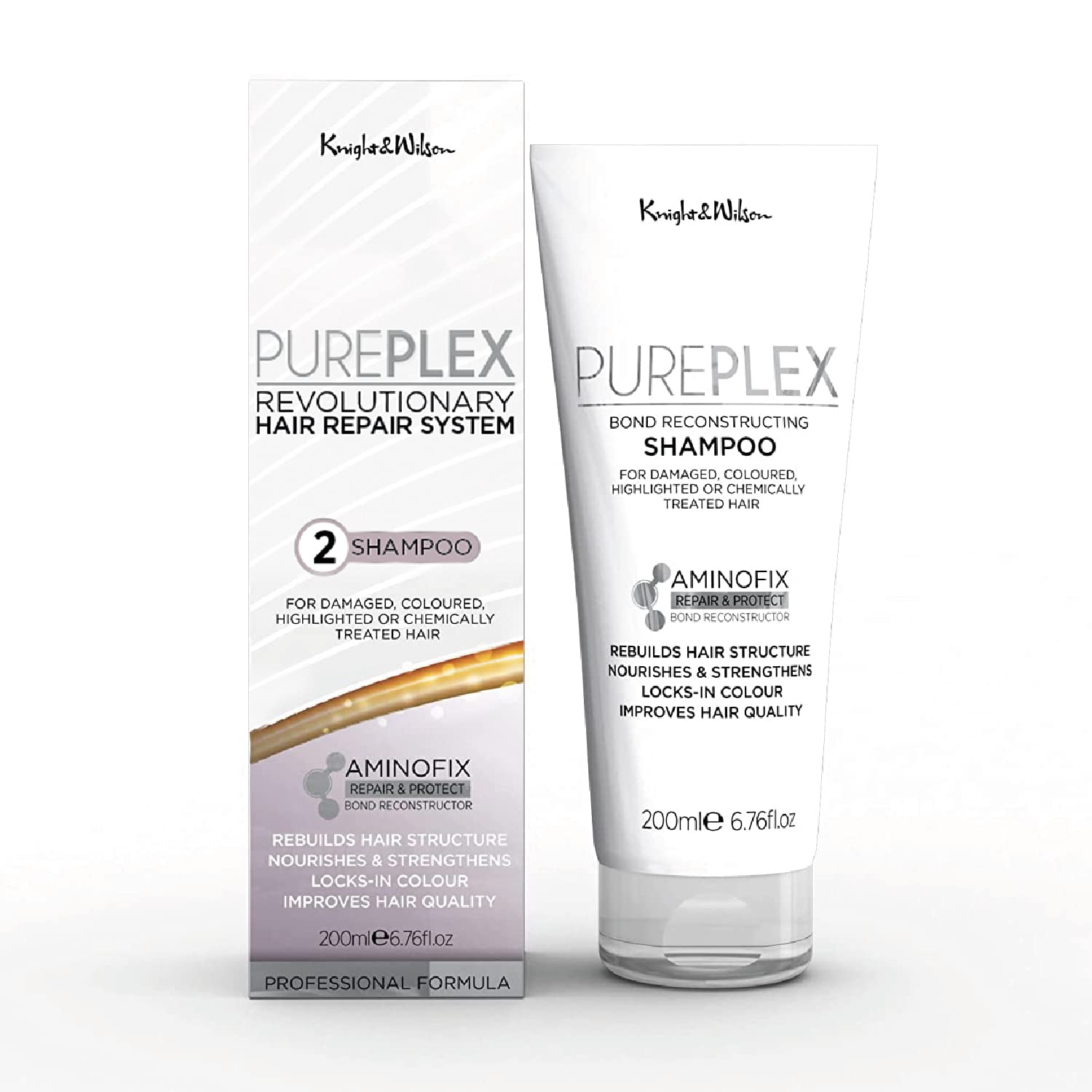 PurePlex Bond Reconstructing Shampoo, For all hair types, Professional Formula Nourishes & Rebuilds hair from within, Protects & Restores, 200ml. By Knight & Wilson