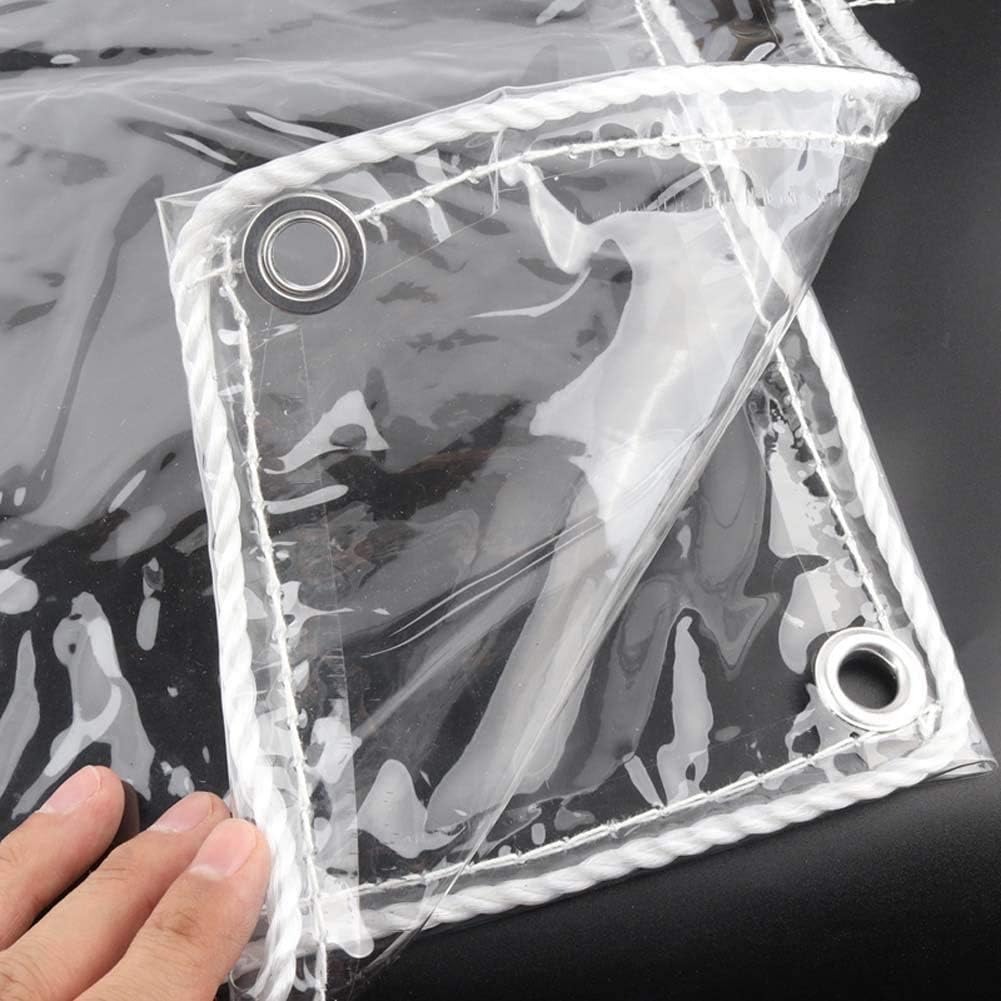 FCXBQ 0.3mm Thick Highly Transparent Tarpaulin Soft PVC Rainproof Cloth Home Window Garden Plant Cover Keep Warm Film Greenhouse Cover (Size : 4x8m)