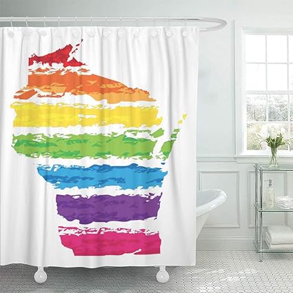 Amazon Com Semtomn Shower Curtain Madison Wisconsin Color Strokes