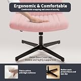 Naspaluro Armless Velvet Office Chair Pink with Cross Leg Base view 6