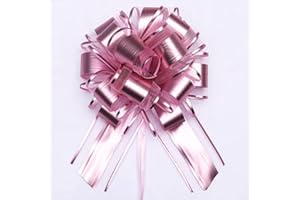 HQJAXJ 6pcs Pull Bows,Pink Bows for Gift Wrapping Pull Bows for Wedding Baskets,6 Inches Diameter Gift Bows,Decorate Gifts Such as Christmas,Valentine's Day,and Parties (Pink)