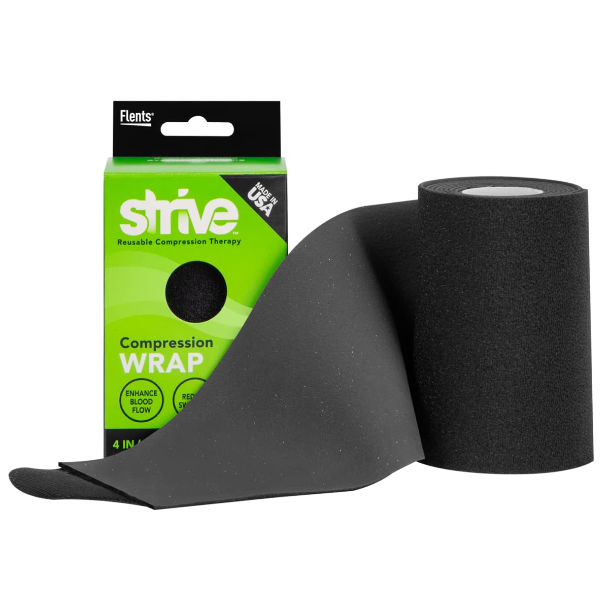 STRIVE Compression Infrared 10cm x 152cm Therapy Wrap for Wrist, Arm, Leg, Ankle, Elbow. Enhances Blood Flow, Reduces Swelling, Accelerates Healing. Black