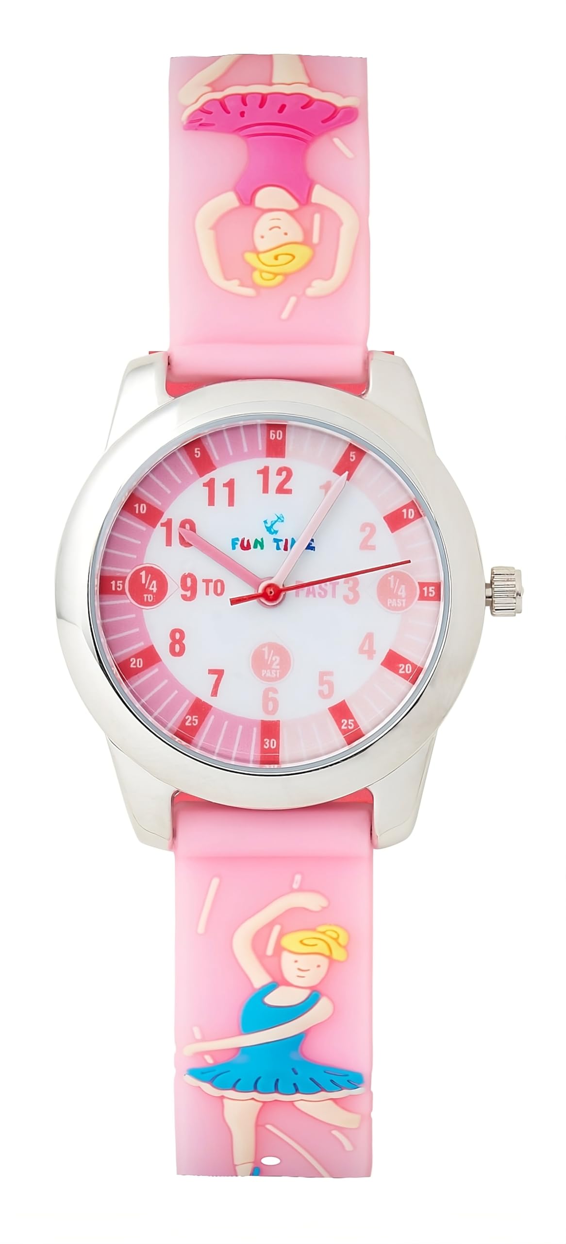Kids Fun Time Ballerina Pink Watch Girls Children's Teacher Dial Wrist Watch (BK008)