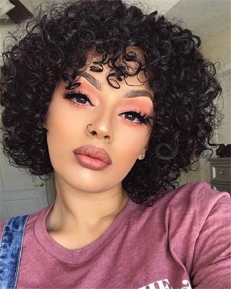 Amazon Com Molefi Short Curly Human Hair Wigs For Black Women