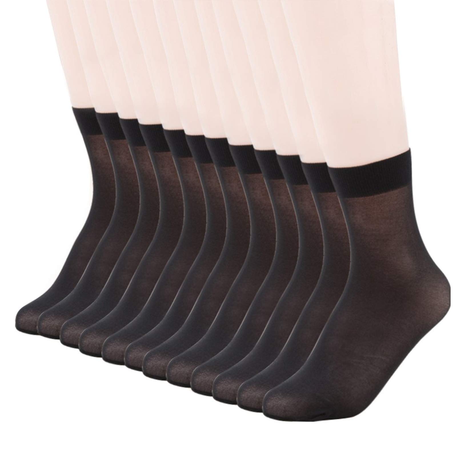 Photo 1 of MANZI 12 Pairs Women's Ankle High Sheer Socks, 12 Pairs Black