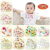 Elesa Miracle Baby and Toddler Bandana Drool Bibs, 10-pack Value Set, Absorbent Cotton with Adjustable Snaps (Girl Set)