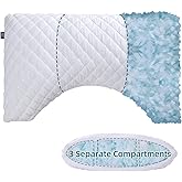 LOFE Side Sleeper Pillows for Adults - Curved Pillow with 3 Compartments for Neck Pain Relief, Adjustable Crescent Pillow Side Sleeper with Supportive CertiPUR-US Shredded Memory Foam, 19 * 29in