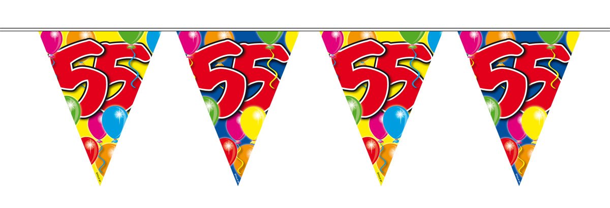 Folat 4565 55th Birthday Bunting with Balloons-Colourful-10 m, Multicoloured, Costumes — image 1