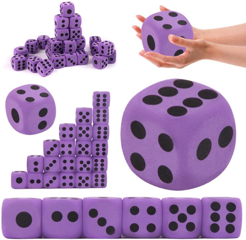 Purple Dice with Black Pips Dots for Board Games, Activity, Casino Theme, Party Favors, Prize Toy, Toy Gifts Specialty Giant EVA Foam Playing Dice Block - Health& Environmental &Safe for Children