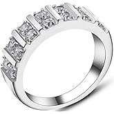 Jude Jewelers Stainless Steel Cubic Zircon Eternity Wedding Engaegment Band Ring