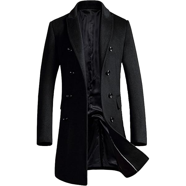 DGKaxiyaHM Men's Vintage Stylish Wool Blend Coat Thermal Double