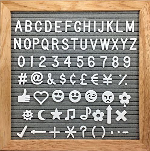 Gray Letter Board | 500 Plus Changeable Letters &amp; Symbols | 10" x 10" Solid Oak Frame w/ Felt Board Sign| Canvas Pouch