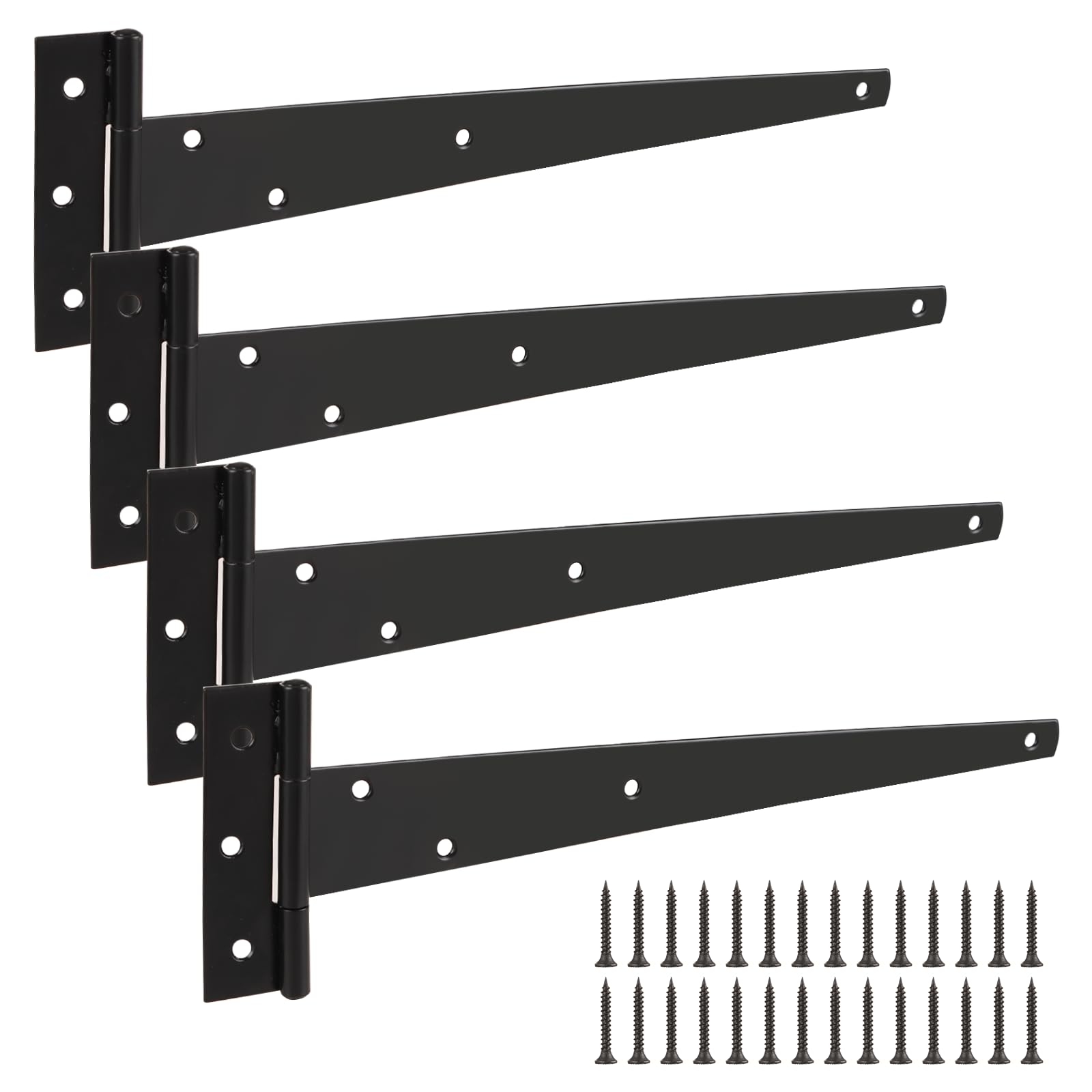 ASelected 4Pcs T Hinges12In Heavy Duty Gate Hinges Rustproof Powder Coating Garden Black Use for Garden Warehouse Shed Doors Barn Doors