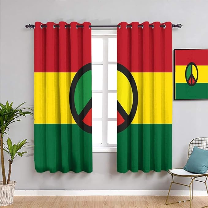 SONGDAYONE Jamaican Blackout Curtain Panels Window, Curtains 63 Inch