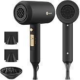 slopehill Professional Ionic Hair Dryer, Powerful 1800W Fast Drying Low Noise Blow Dryer with 2 Concentrator Nozzle 1 Diffuser Attachments for Home Salon Travel (Black)