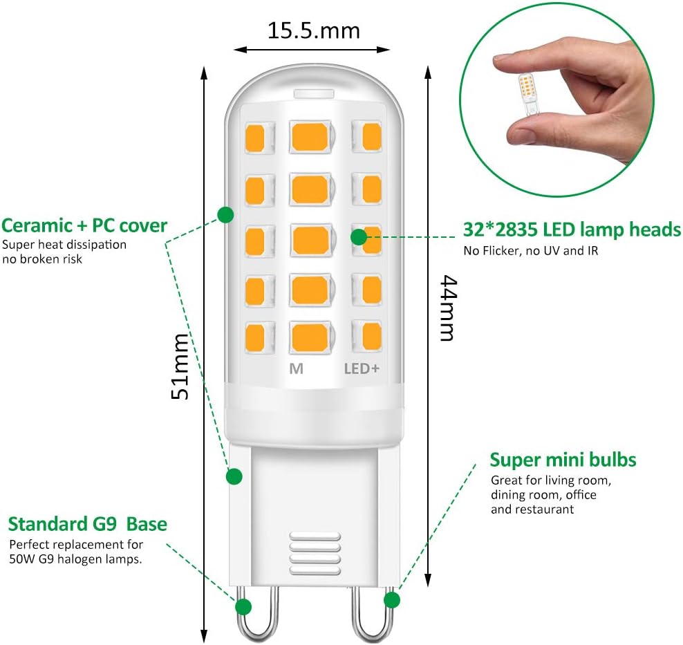 Tailcas G9 Led Light Bulbs, 5W Warm White, Equivalent to 40W-50W Halogen - Image 5