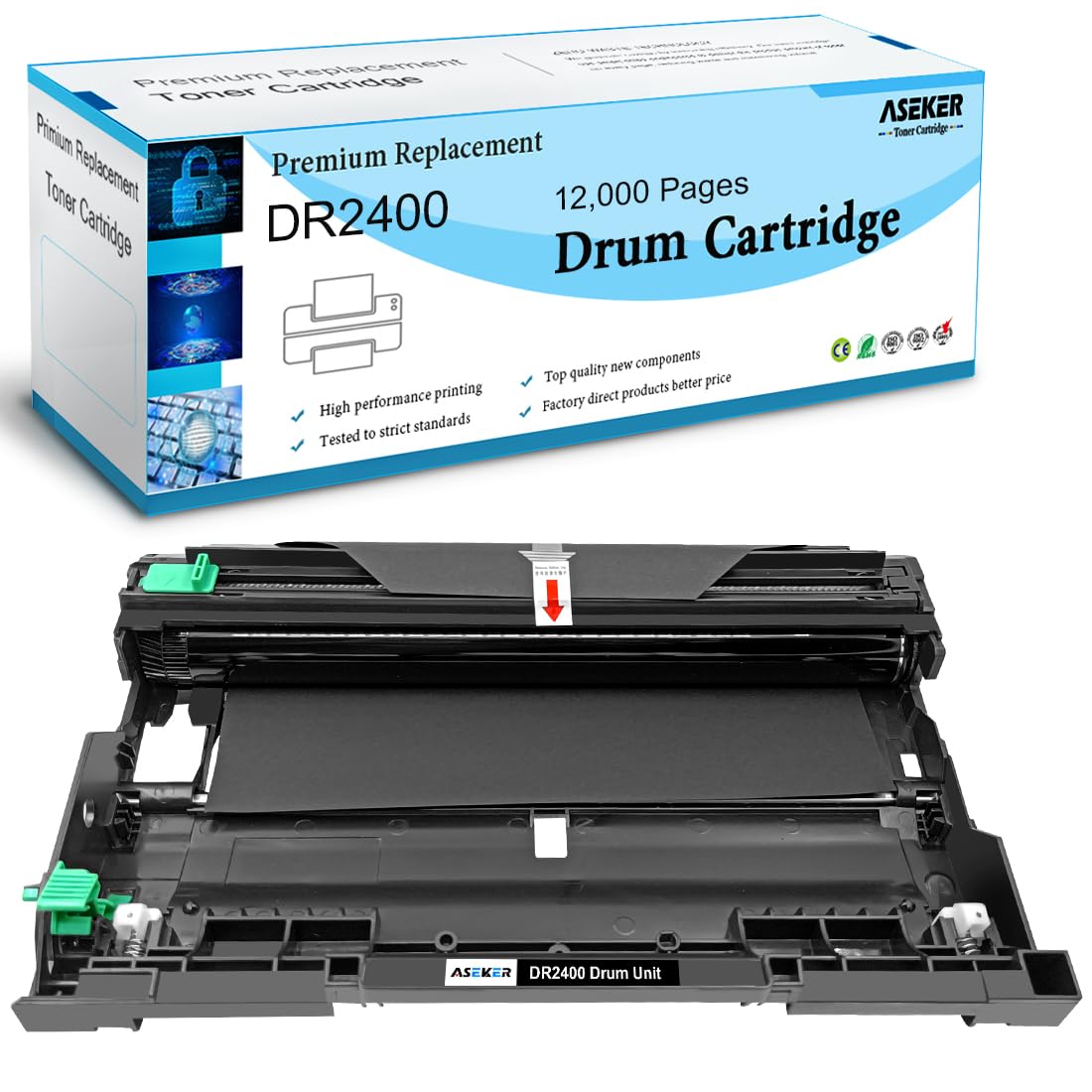 Aseker DR-2400 DR2400 Drum Unit Compatible with TN-2420 for Brother DR2400 HL-L2310D HL-L2350DW HL-L2370DN HL-L2375DW DCP-L2510D DCP-L2530DW DCP-L2550DN MFC-L2710DN MFC-L2710DW MFC-L2730DW MFC-L2750DW