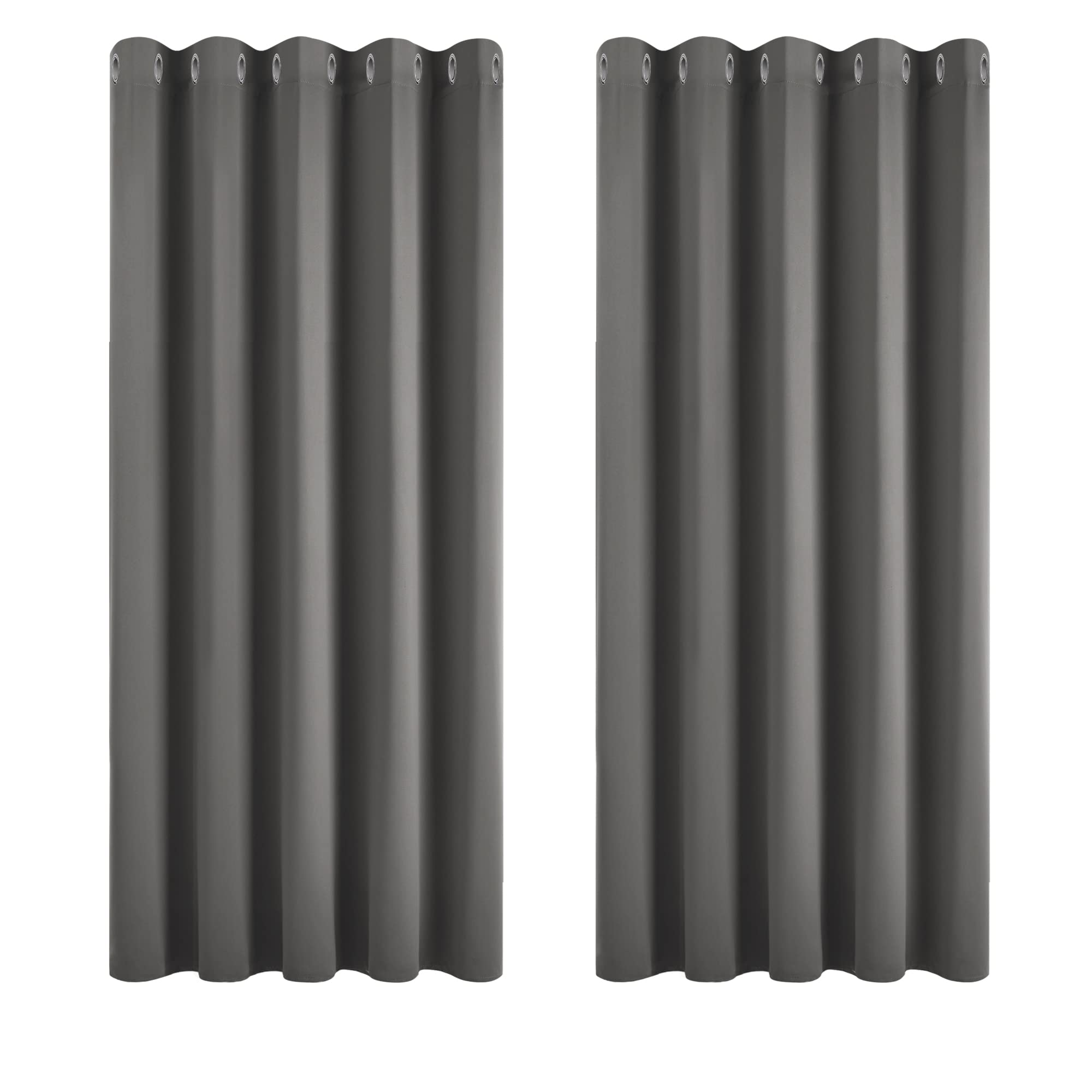 Deconovo Blackout Curtains Super Soft Thermal Insulated Curtains Blackout Eyelet Blackout Curtains for Bedroom 66 x 63 Inch Dark Grey 2 Panels